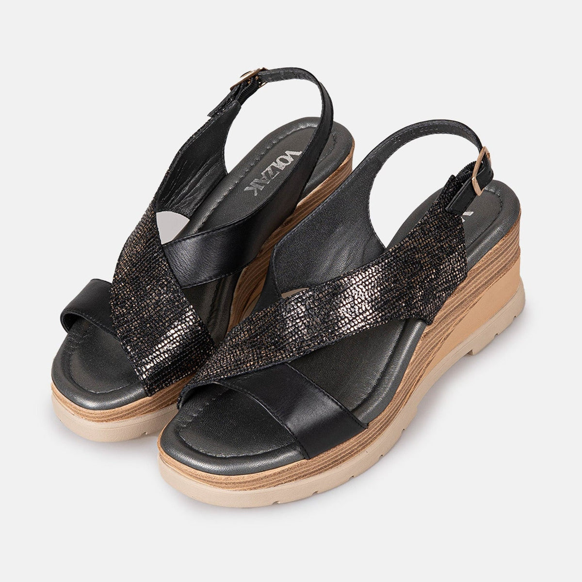 Volzak 5014 Black Leather Sandal