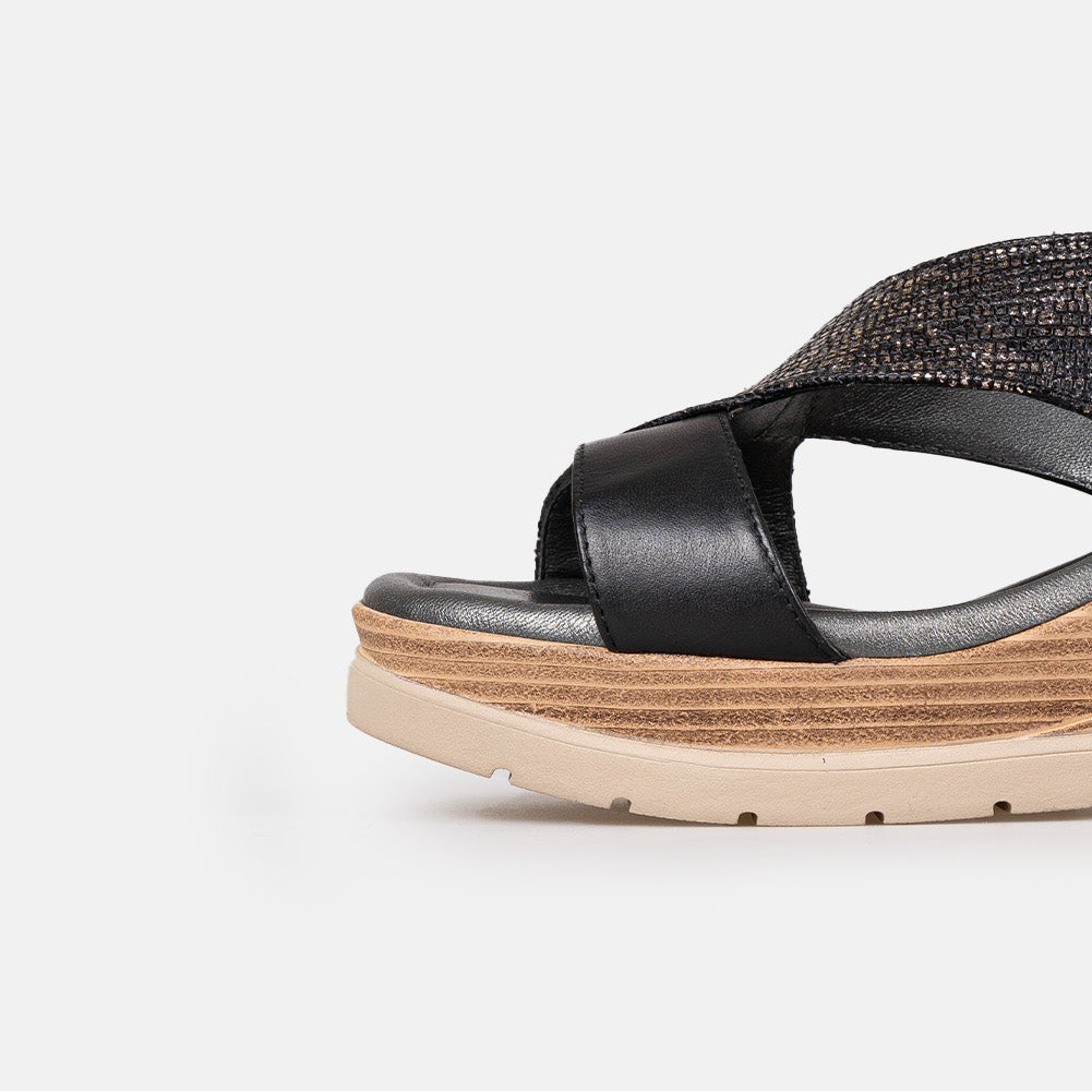 Volzak 5014 Black Leather Sandal