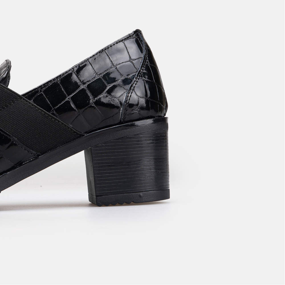 Volzak 535 chaussure en cuir Noir Serpent Vernis