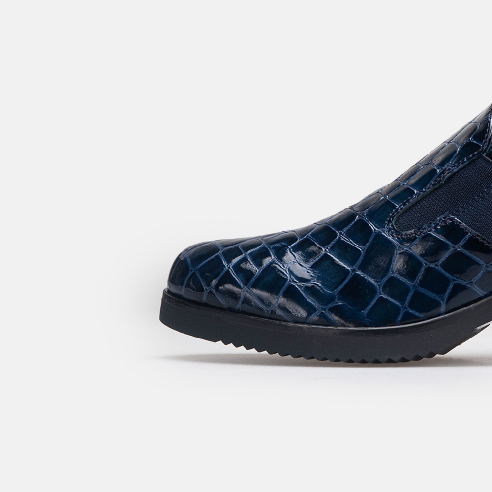 Volzak 535 chaussure en cuir Bleu Serpent Vernis